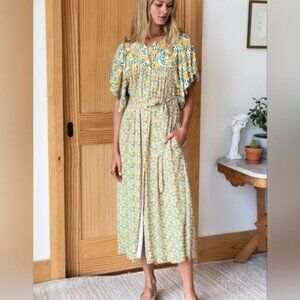 Emerson Fry Marion Button Patchwork Dress in Groves Orange Print. XS. NWT.